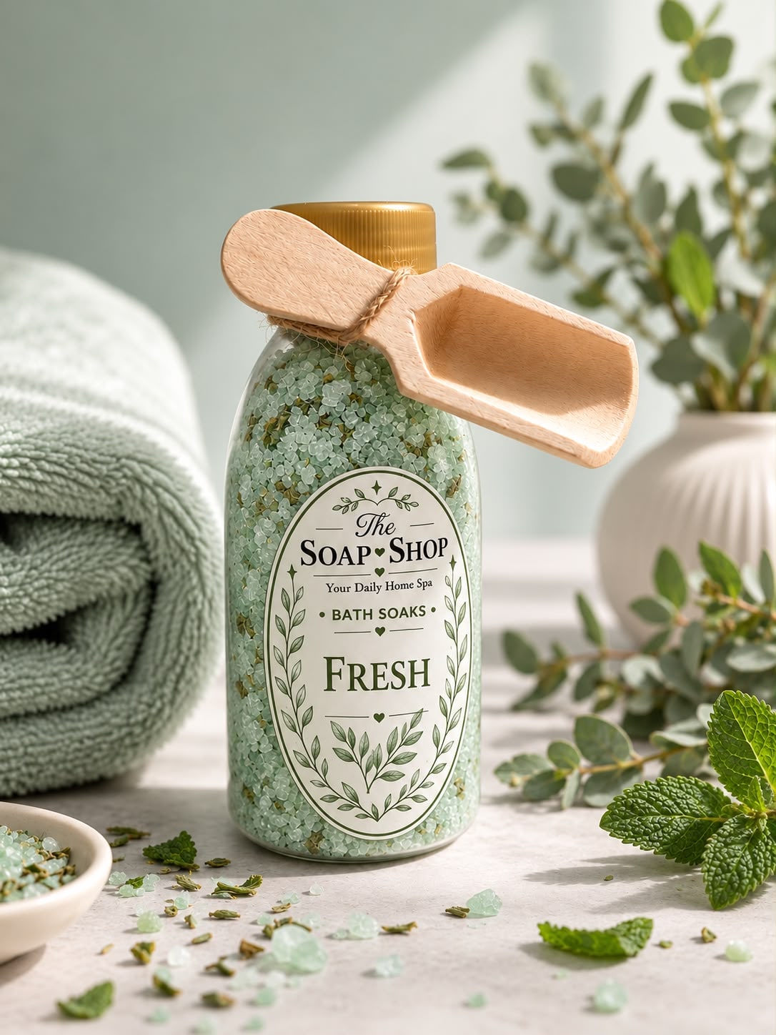 Fresh Eucalyptus & Mint Bath Soak – Mineral Bath Salts
